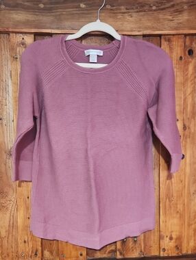 Christopher & Banks Vineyard Vines Mauve Ribbed Crewneck Sweater